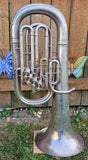 1921 C.G. Conn 4 Valve Silver Euphonium Baritone Horn (Free Shipping Lower 48 States)