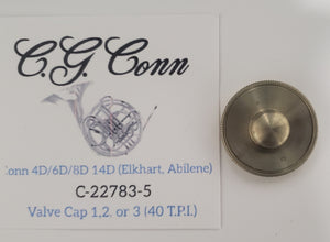 Conn 4D 6D 14D  8D French Horn Valve Cap 1,2, or 3  (40 T.P.I.) Elkhart, Abilene Models (Free Shipping Lower 48 States)